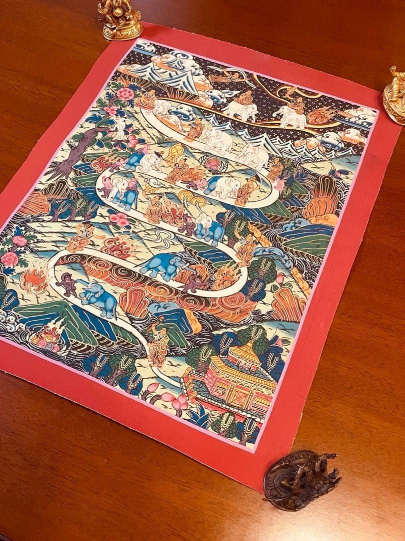 チベット密教 天国への道 曼荼羅（マンダラ）タンカ【新品・一点物】肉筆画 15