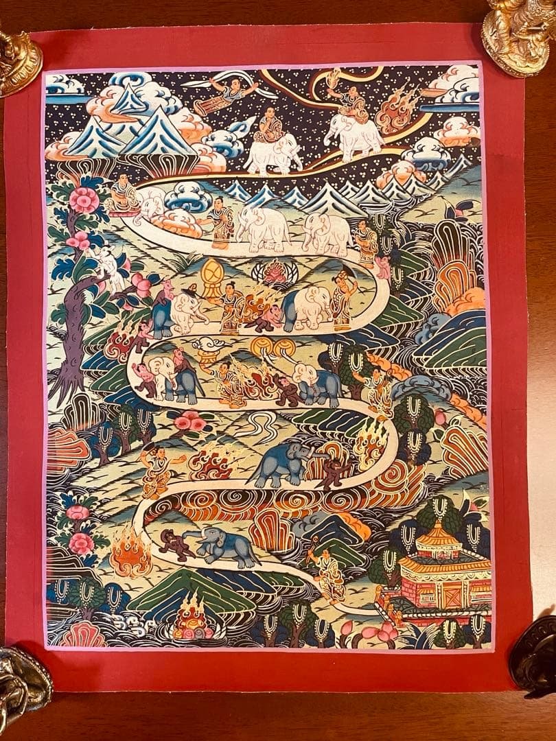 チベット密教 天国への道 曼荼羅（マンダラ）タンカ【新品・一点物】肉筆画 15