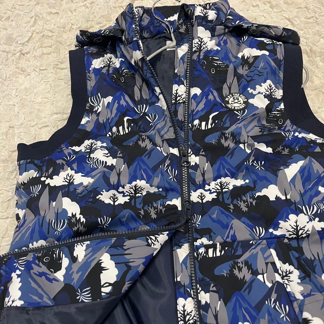 美品【ジャックバニー】2way 中綿入り フード ベスト 防寒 カモフラ ML
